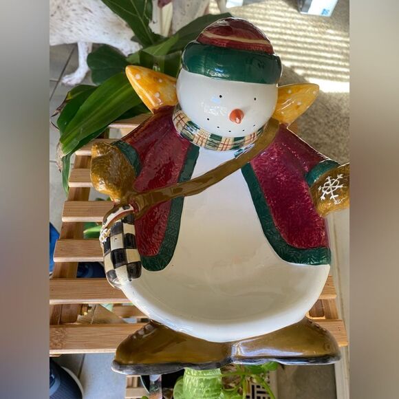 Debbie Mumm Snow Angel 3D Dish Snowman Candy Bowl, Vintage Debbie Mumm by Sakura - Picture 4 of 7